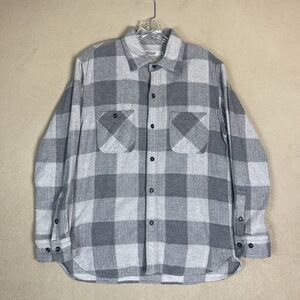 Omnigod Shirt Mens 2 Gray Plaid Flannel Long Sleeve Cotton Made In Japan